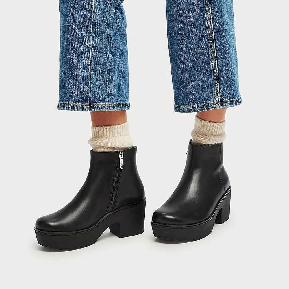FitFlop Pilar Leather Platform Ankle Boots 9